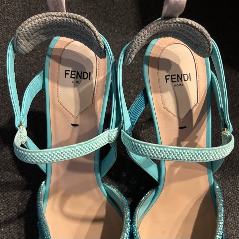 Fendi Slingback Organza Blue Metallic Sequin Pumps (sz 40.5) - Picture 6 of 6